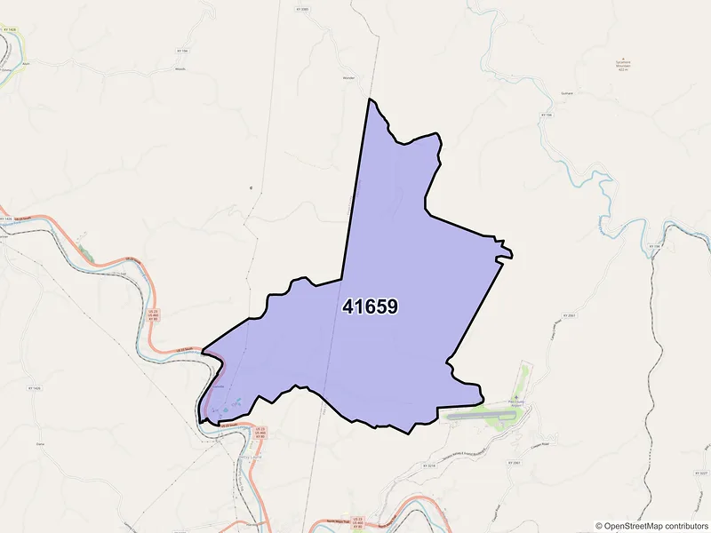 Map of ZIP Code 41659 — Stanville, KY