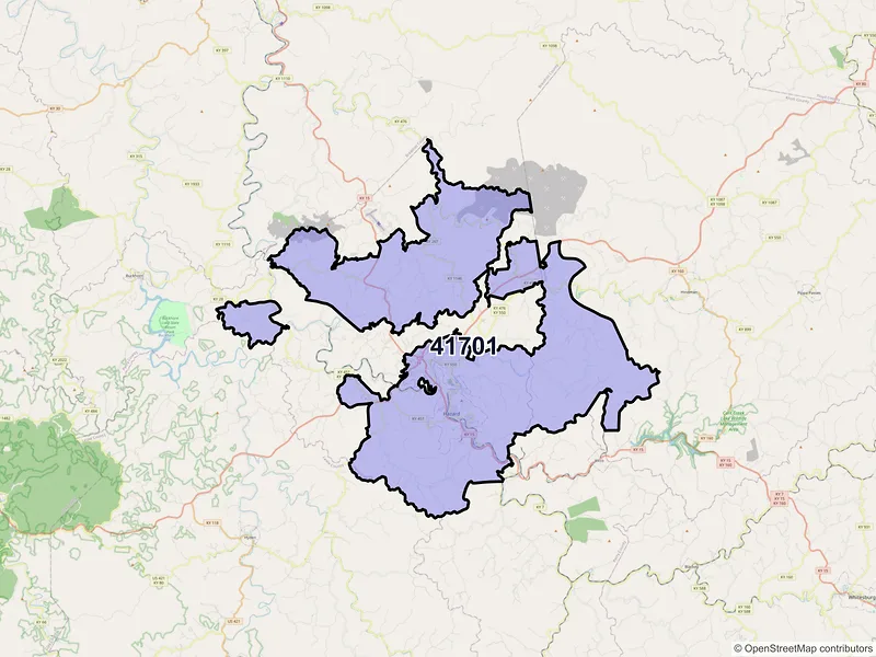 Map of ZIP Code 41701 — Hazard, KY