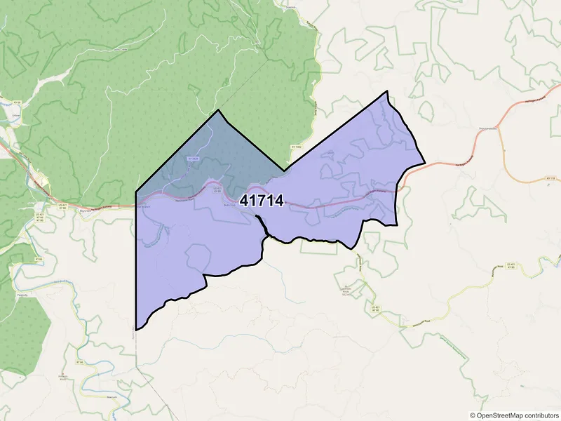 Map of ZIP Code 41714 — Bear Branch, KY