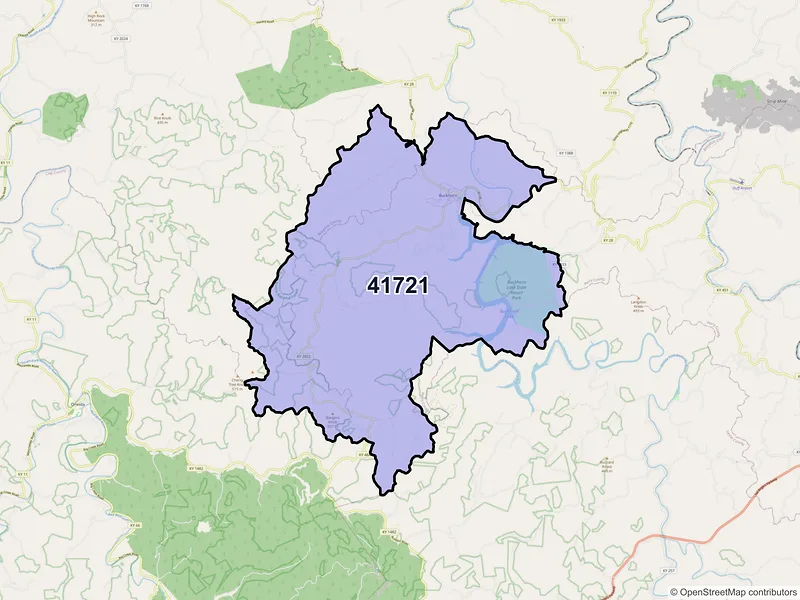 Map of ZIP Code 41721 — Buckhorn, KY