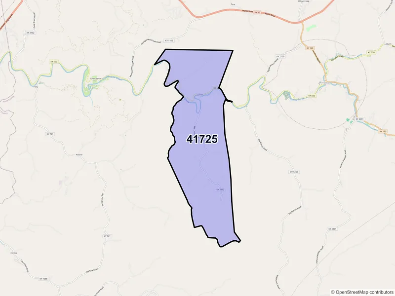 Map of Carrie, Kentucky and ZIP codes