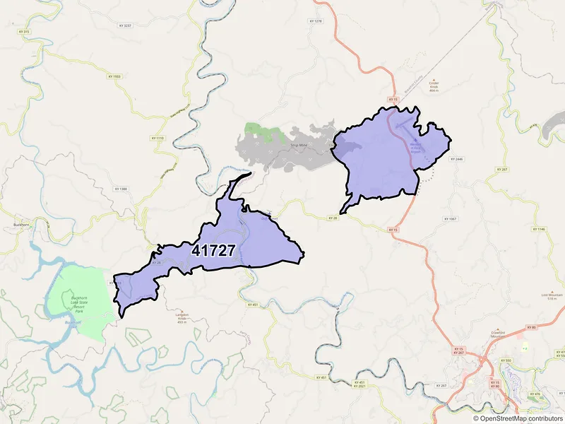 Map of ZIP Code 41727 — Chavies, KY