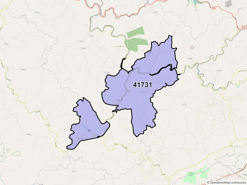 Map of ZIP Code 41731 — Cornettsville, KY