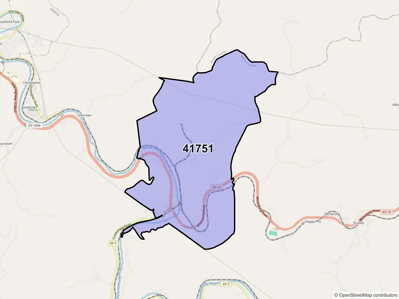 Map of ZIP Code 41751 — Jeff, KY