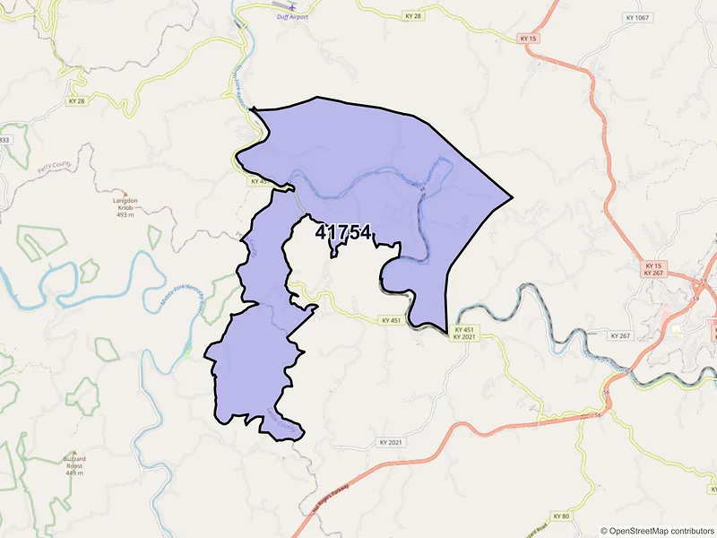 Map of ZIP Code 41754 — Krypton, KY
