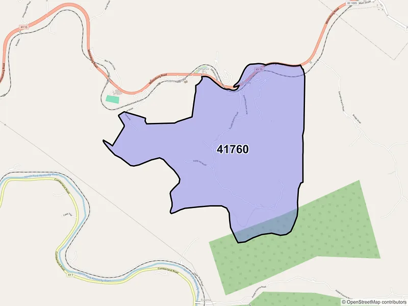 Map of ZIP Code 41760 — Scuddy, KY