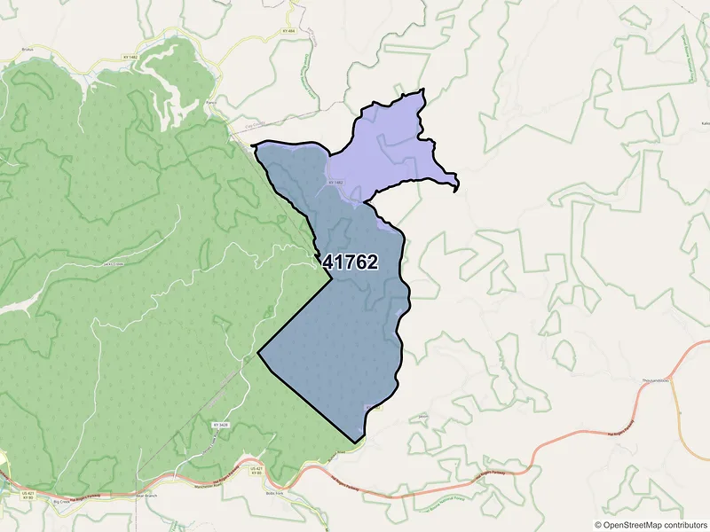 Map of ZIP Code 41762 — Sizerock, KY
