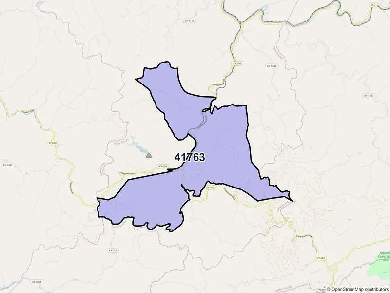 Map of ZIP Code 41763 — Slemp, KY