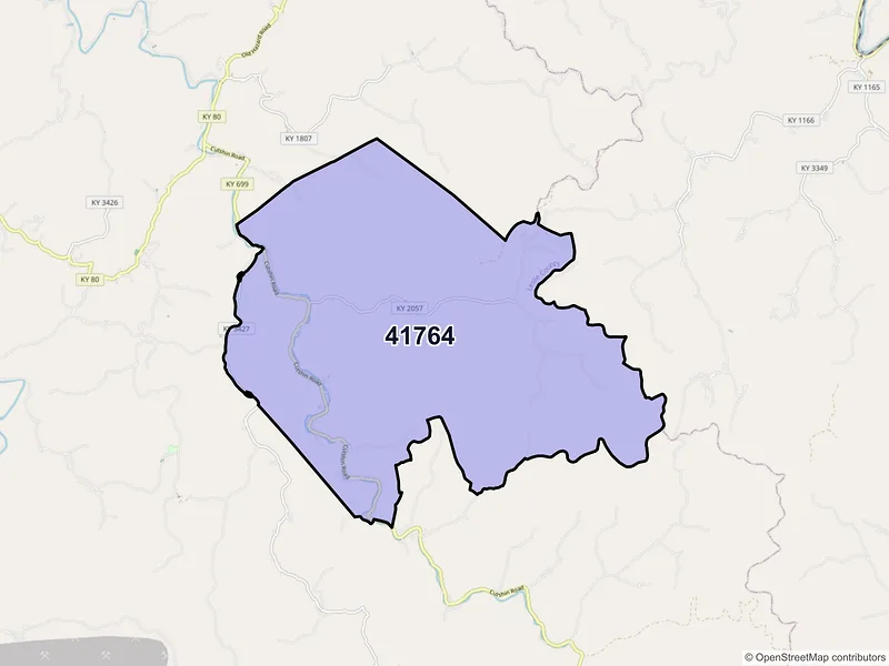 Map of ZIP Code 41764 — Smilax, KY