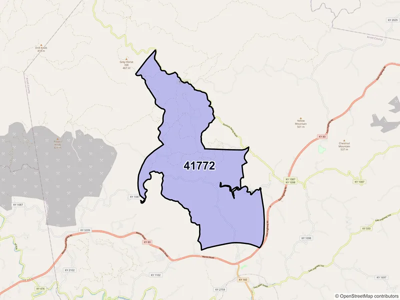 Map of ZIP Code 41772 — Vest, KY