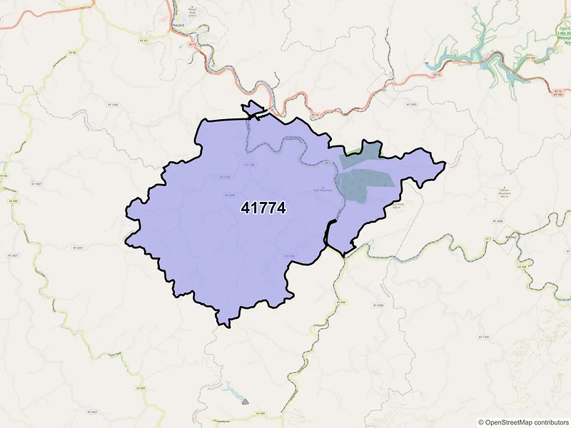 Map of ZIP Code 41774 — Viper, KY