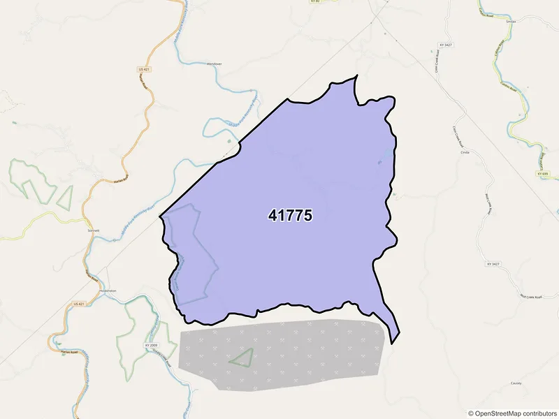 Map of ZIP Code 41775 — Wendover, KY