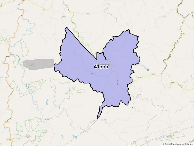 Map of ZIP Code 41777 — Yeaddiss, KY