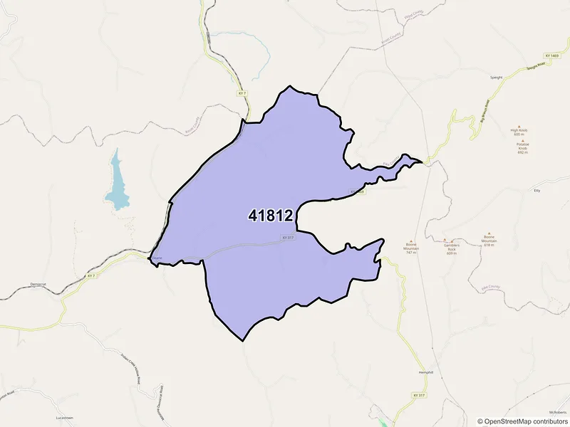 Map of Deane, Kentucky and ZIP codes