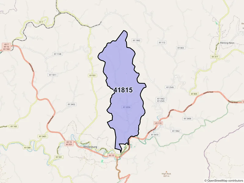 Map of ZIP Code 41815 — Ermine, KY