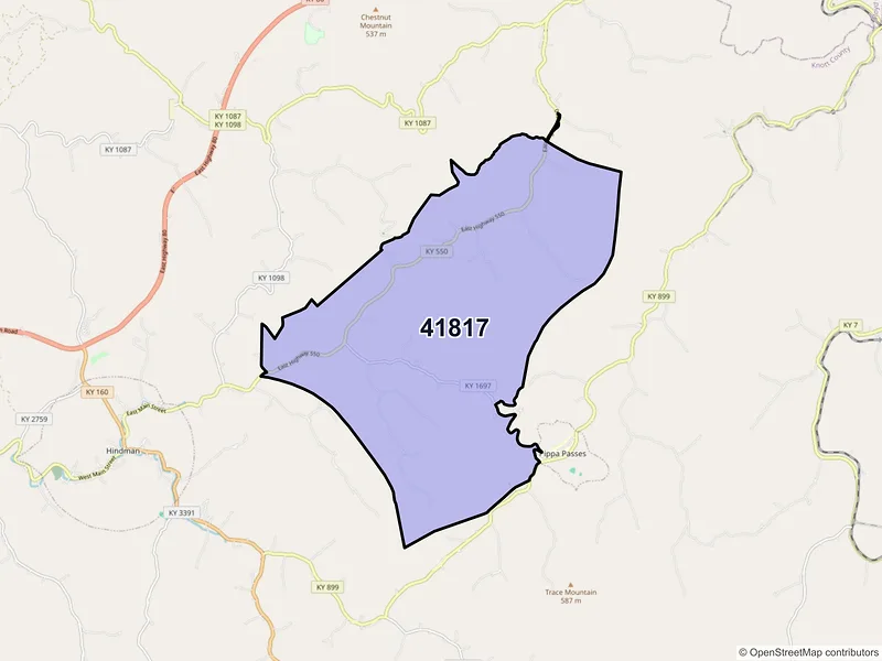 Map of ZIP Code 41817 — Garner, KY