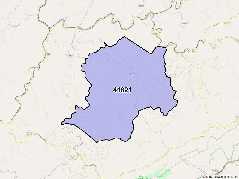 Map of ZIP Code 41821 — Hallie, KY