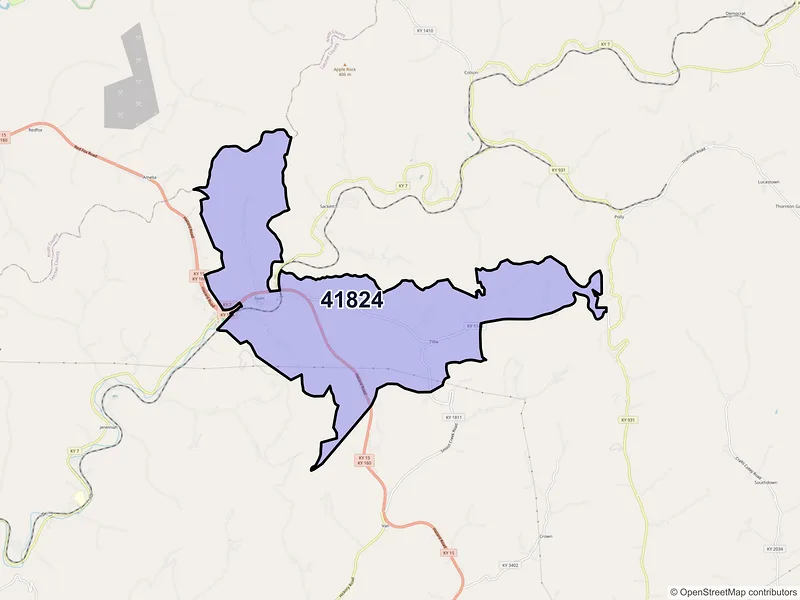 Map of Isom, Kentucky and ZIP codes
