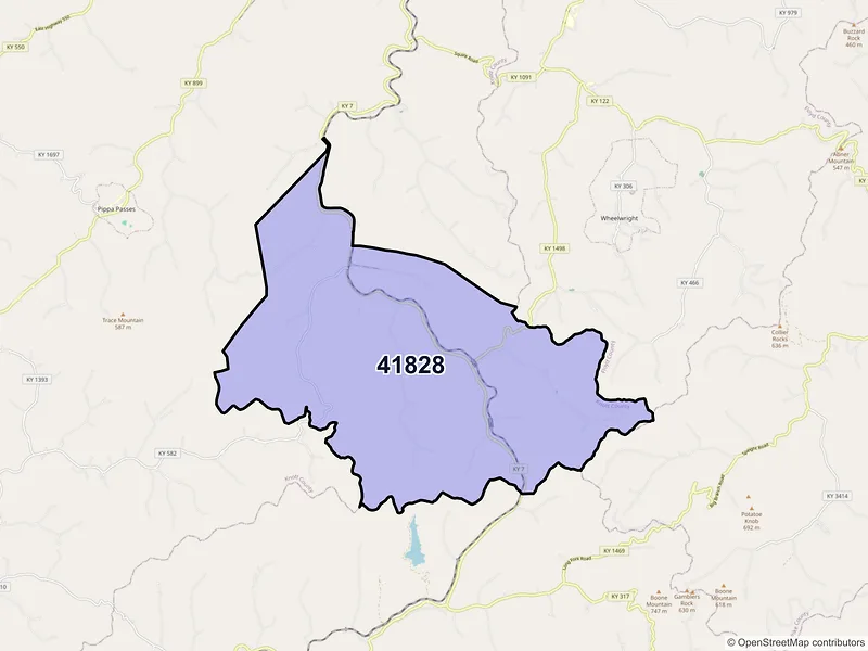 Map of ZIP Code 41828 — Kite, KY