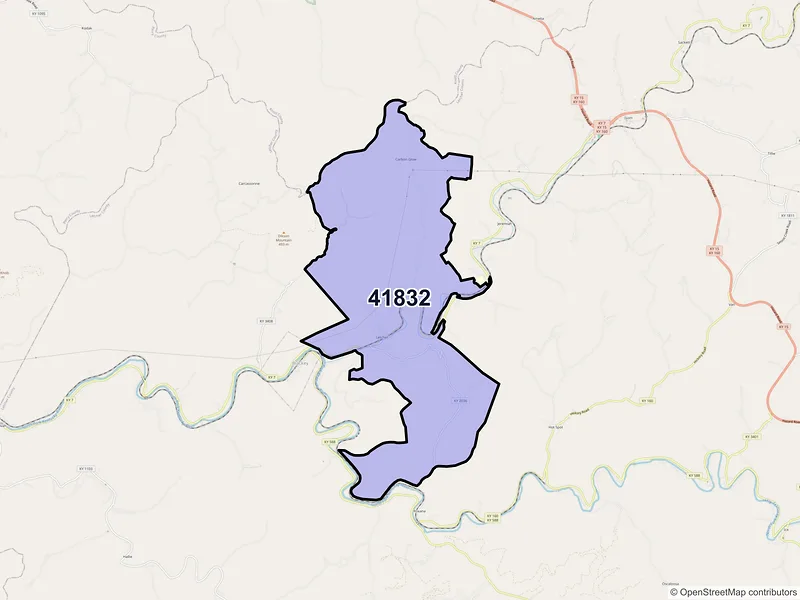Map of ZIP Code 41832 — Letcher, KY