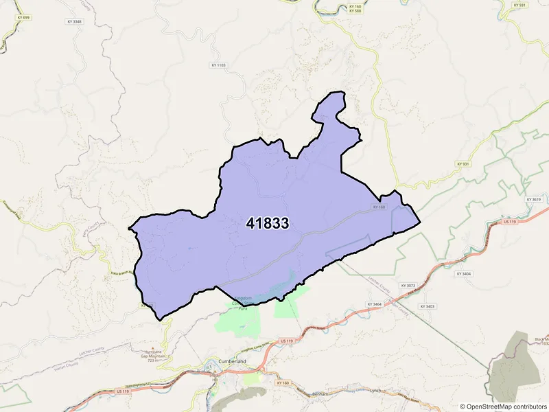 Map of Linefork, Kentucky and ZIP codes