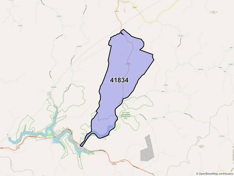Map of ZIP Code 41834 — Littcarr, KY