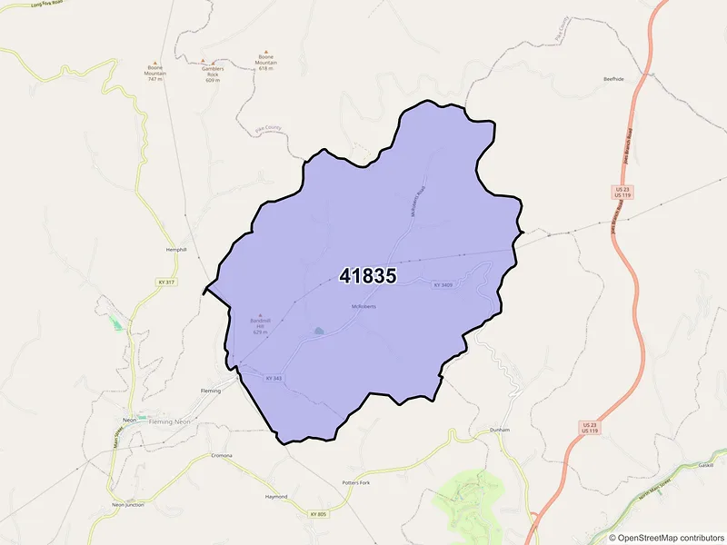 Map of ZIP Code 41835 — Mc Roberts, KY
