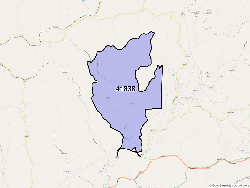 Map of ZIP Code 41838 — Millstone, KY