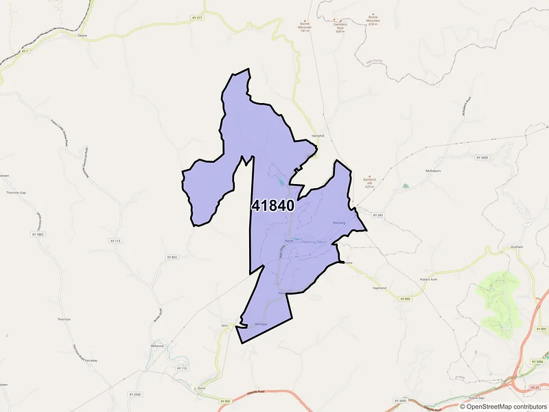 Map of Neon, Kentucky and ZIP codes