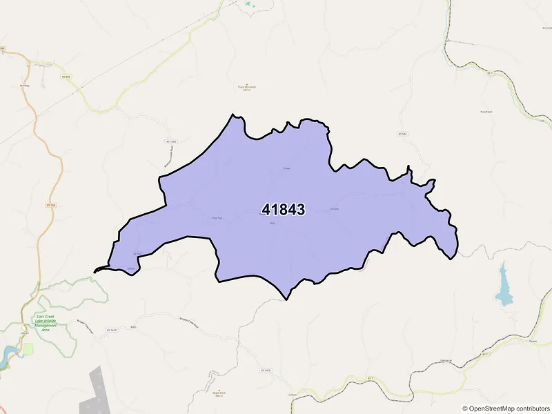 Map of ZIP Code 41843 — Pine Top, KY