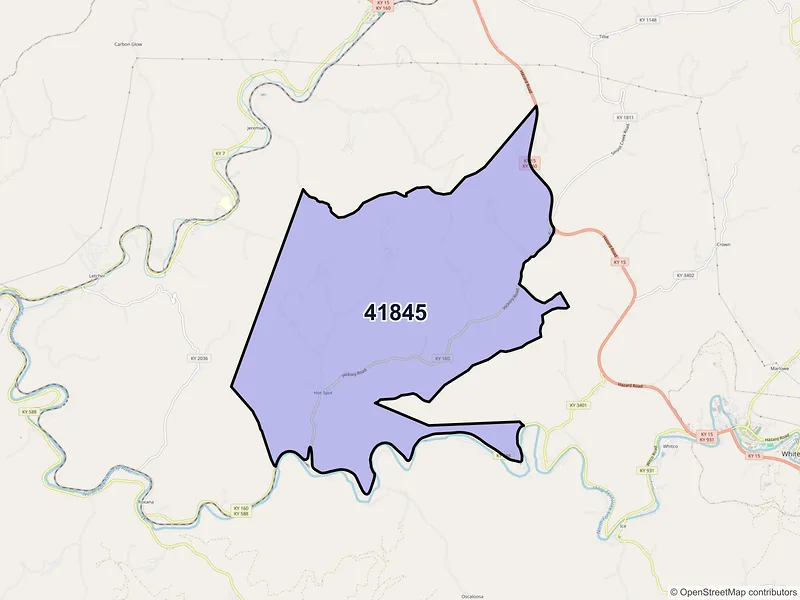 Map of ZIP Code 41845 — Premium, KY
