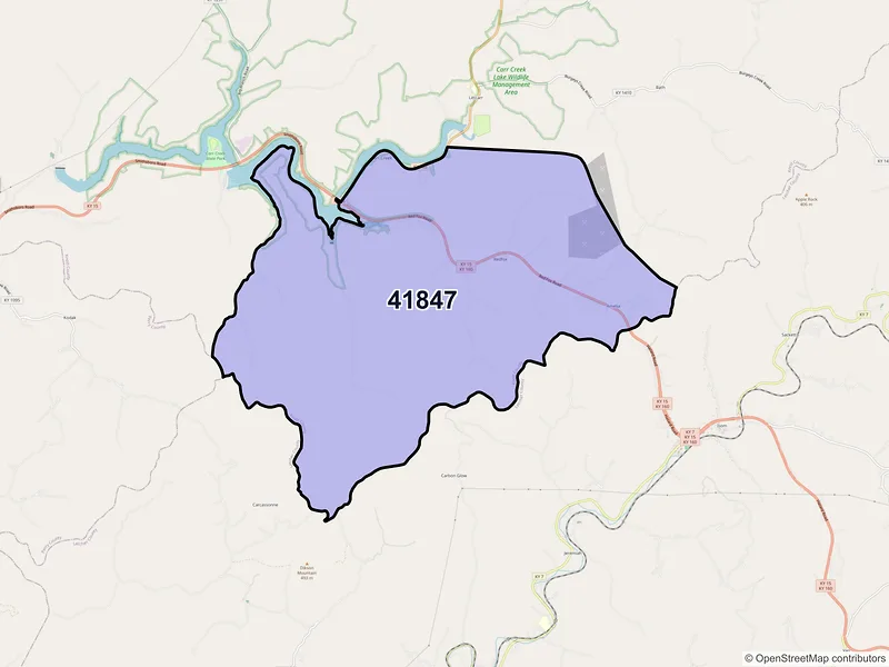 Map of ZIP Code 41847 — Redfox, KY