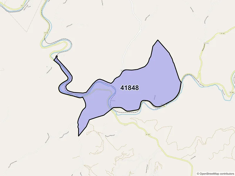 Map of ZIP Code 41848 — Roxana, KY