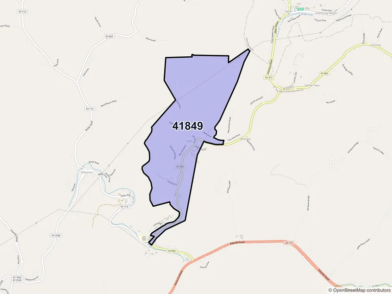 Map of Seco, Kentucky and ZIP codes