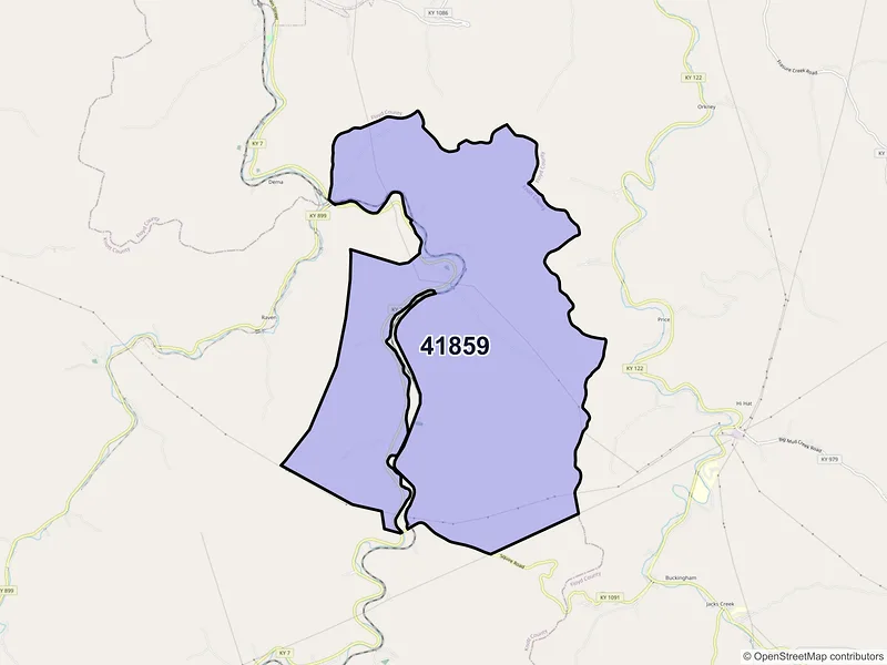 Map of ZIP Code 41859 — Dema, KY