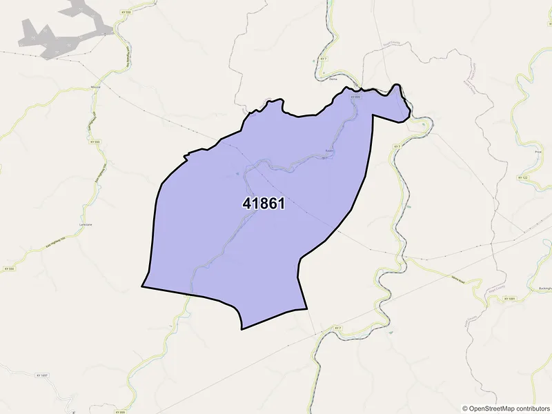 Map of Raven, Kentucky and ZIP codes