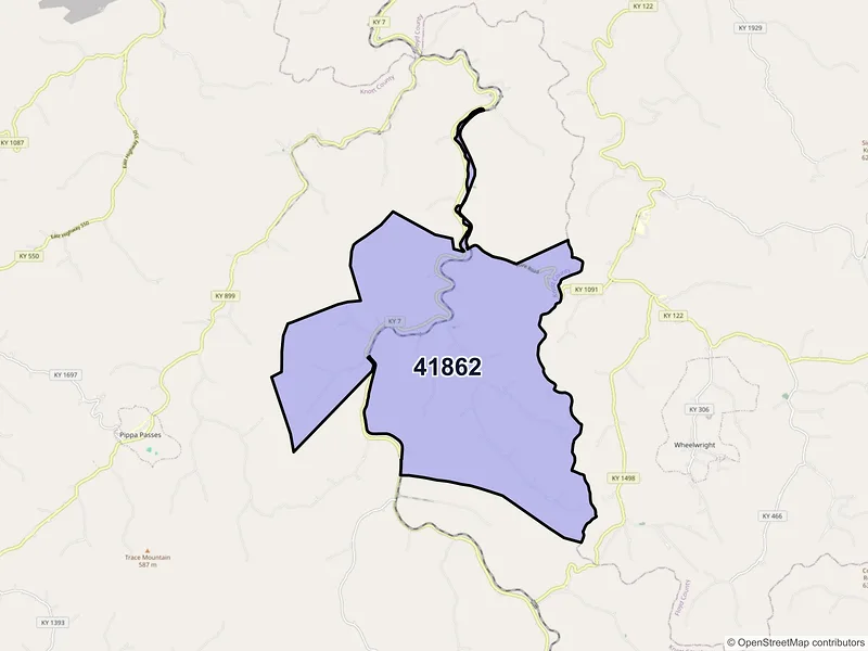 Map of ZIP Code 41862 — Topmost, KY