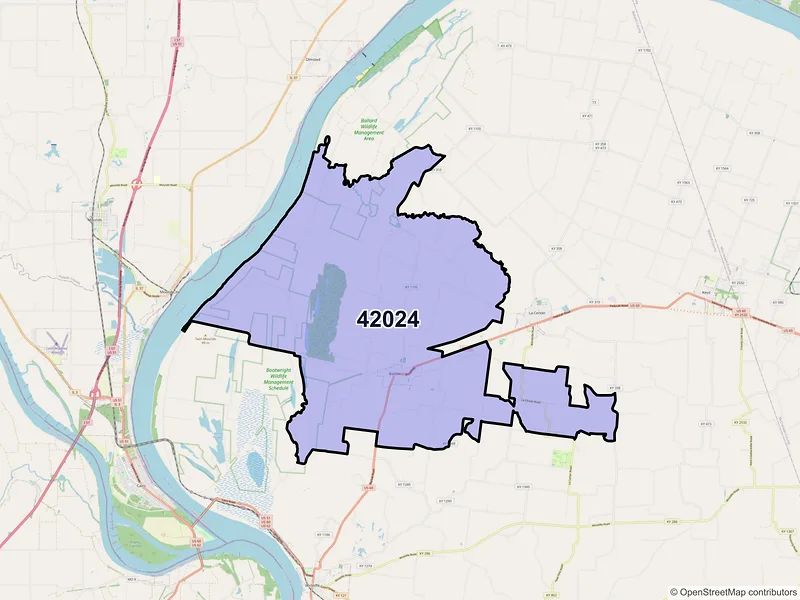 Map of Barlow, Kentucky and ZIP codes