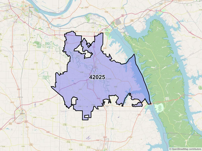 Map of ZIP Code 42025 — Benton, KY