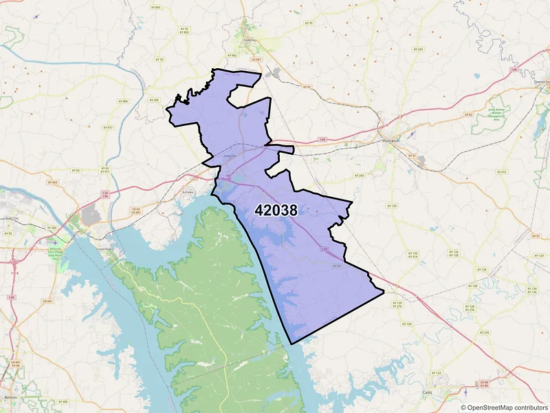 Map of Eddyville, Kentucky and ZIP codes