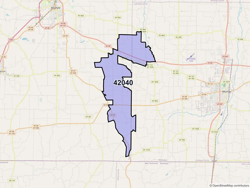 Map of Farmington, Kentucky and ZIP codes
