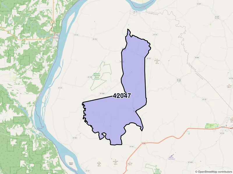 Map of Hampton, Kentucky and ZIP codes