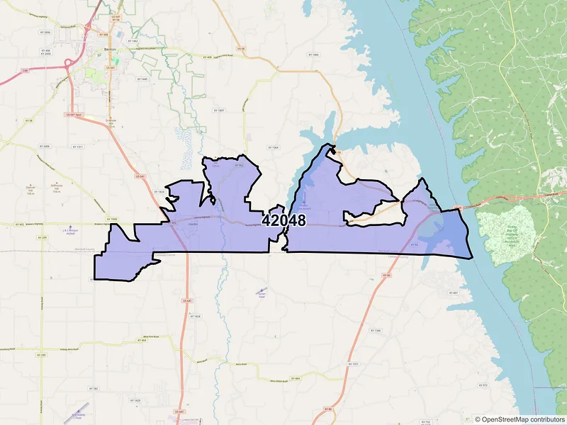 Map of Hardin, Kentucky and ZIP codes