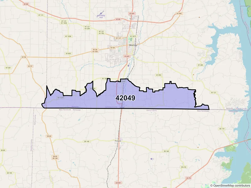 Map of ZIP Code 42049 — Hazel, KY