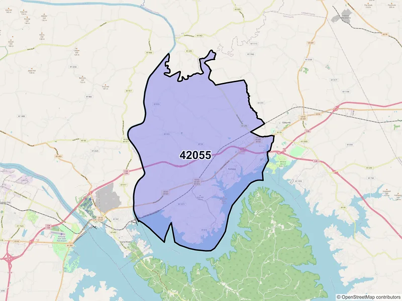 Map of ZIP Code 42055 — Kuttawa, KY