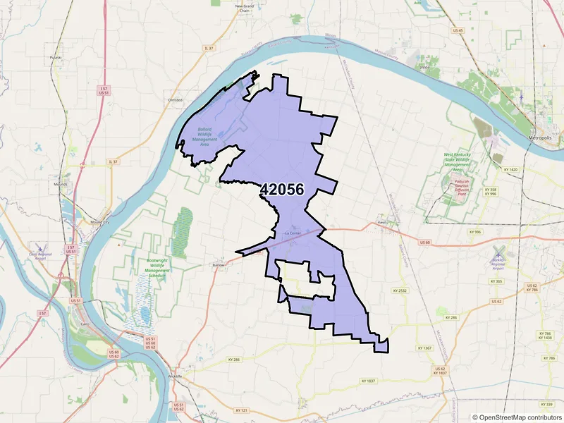 Map of La Center, Kentucky and ZIP codes