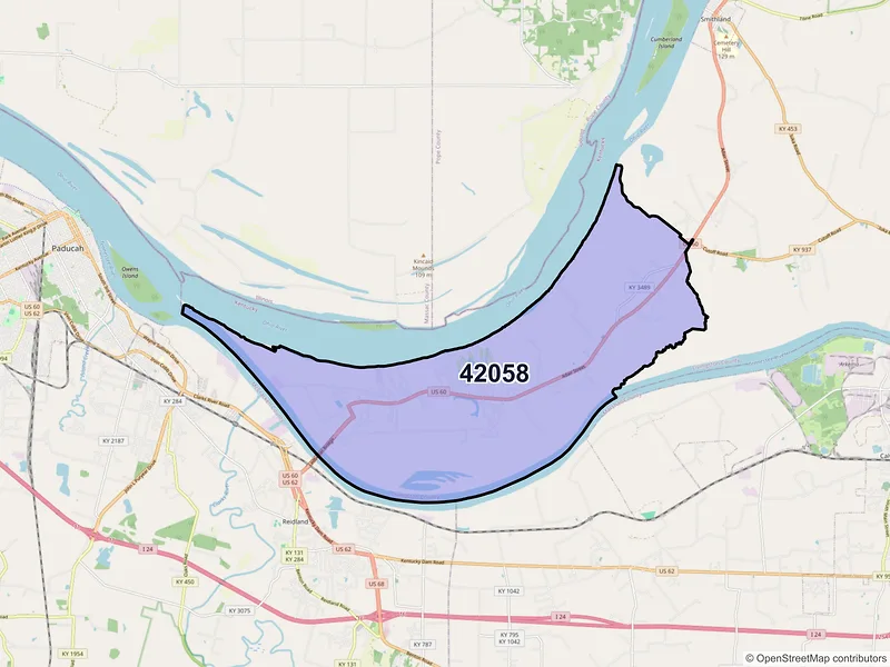 Map of ZIP Code 42058 — Ledbetter, KY