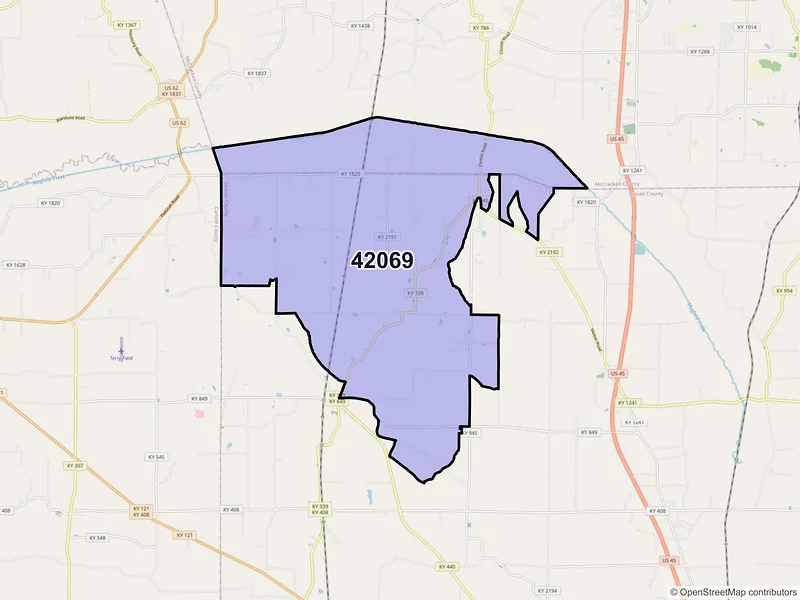 Map of ZIP Code 42069 — Melber, KY