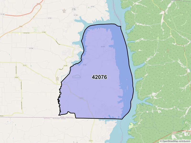 Map of ZIP Code 42076 — New Concord, KY