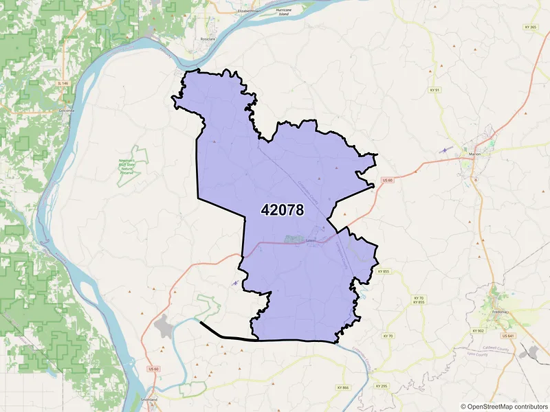 Map of ZIP Code 42078 — Salem, KY
